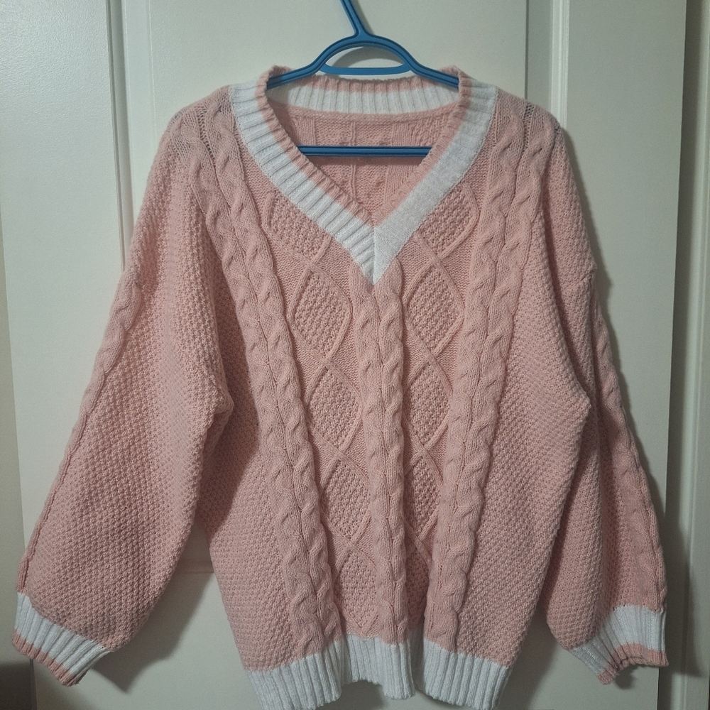 Pink Cable Knit Sweater